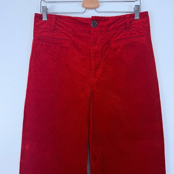 Anthropologie Maeve Colette Velvet Corduroy Wide Leg Pants 31 Red Full Length - Picture 4 of 16